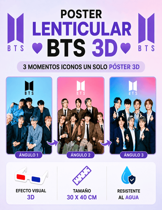 PÓSTER 3D LENTICULAR BTS 💜 + ENVÍO GRATIS