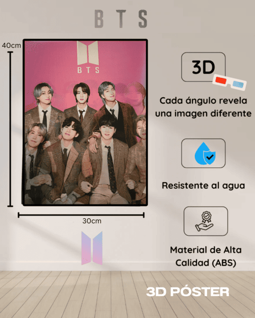 PÓSTER 3D LENTICULAR BTS 💜 + ENVÍO GRATIS